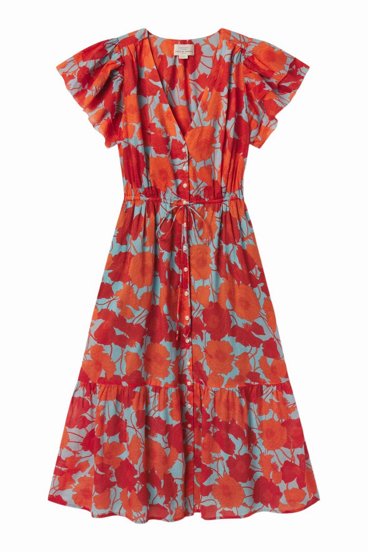 Flexible Comfort All-Day Fit Trovata Birds of Paradis Kristine Dress in Shoreline Poppy