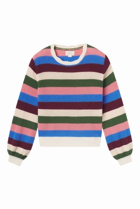 Reinforced Edging Brushed Interior Trovata Birds of Paradis Ryann Sweater in Multi Stripe