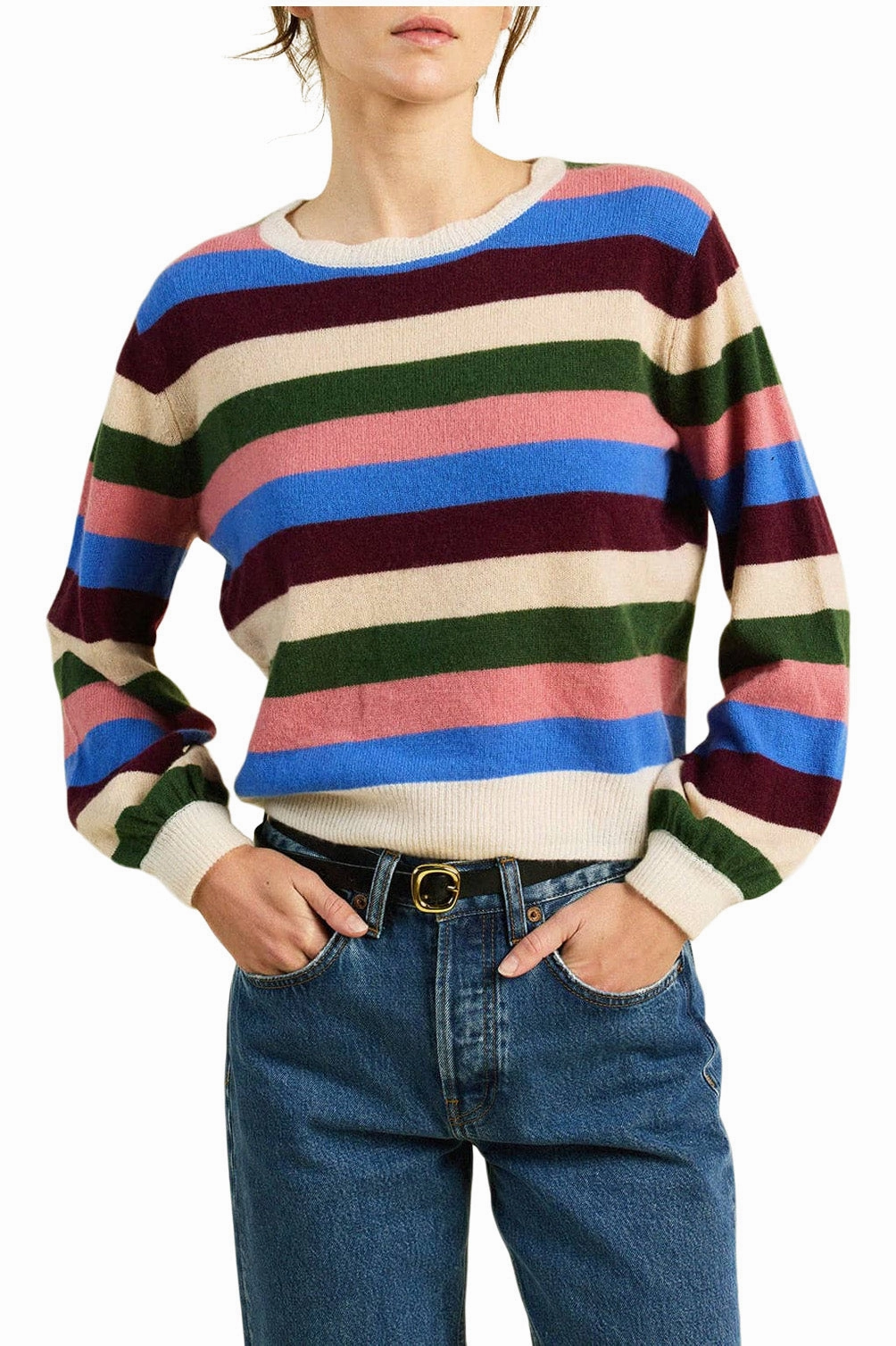 Trovata Birds of Paradis Ryann Sweater in Multi Stripe Snug Knit