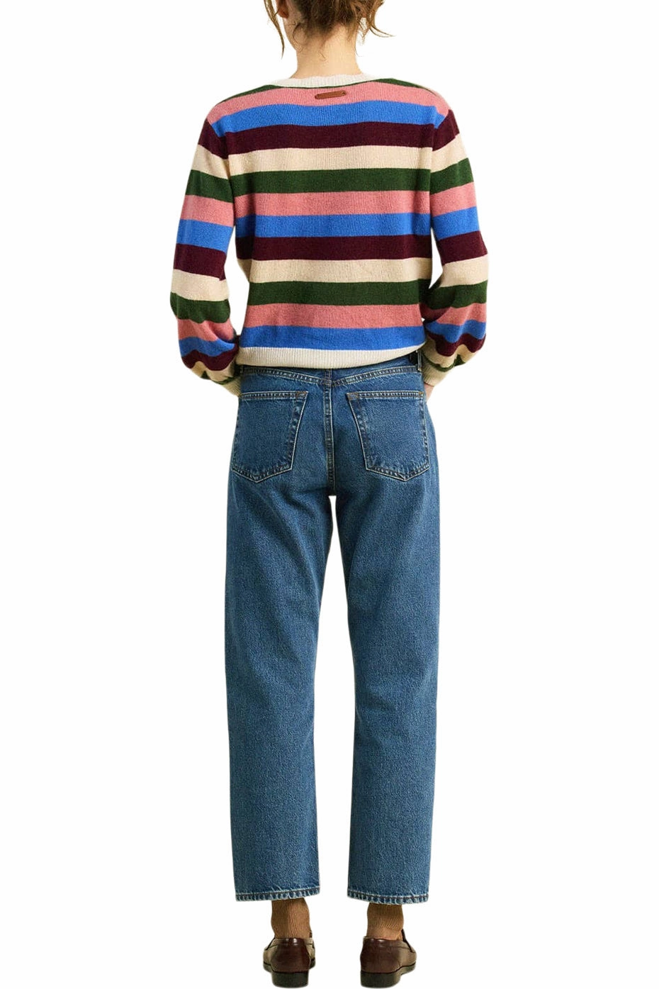 Trovata Birds of Paradis Ryann Sweater in Multi Stripe Warm Touch Comfort Fit