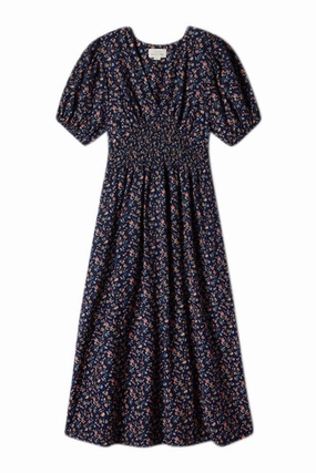 Geometric-pattern FoldablePackaging Trovata Birds of Paradis Sonia Dress in Navy Rosette