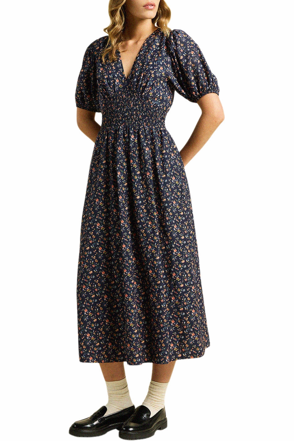 Trovata Birds of Paradis Sonia Dress in Navy Rosette summer look Photo Light