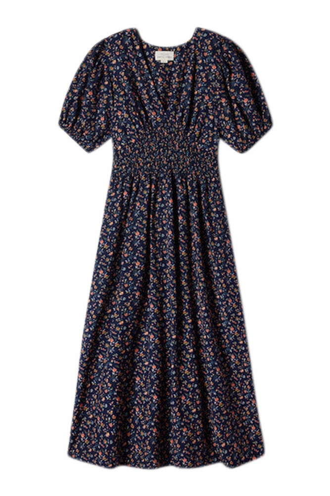 Geometric-pattern FoldablePackaging Trovata Birds of Paradis Sonia Dress in Navy Rosette