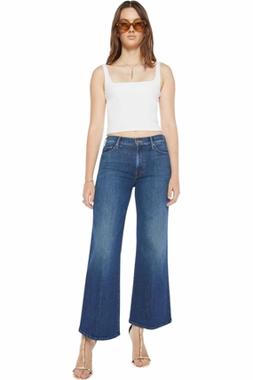 MOTHER Denim Twister Flood in Clothing Optional Softened Denim Material Artist Vibe Smooth