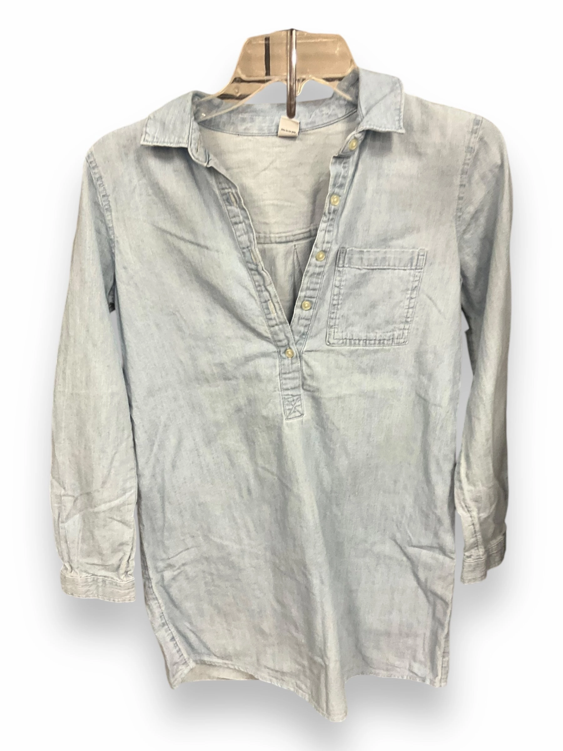 Thermal Insulation Layer Tunic Long Sleeve By Old Navy In Blue Denim, Size: Xs