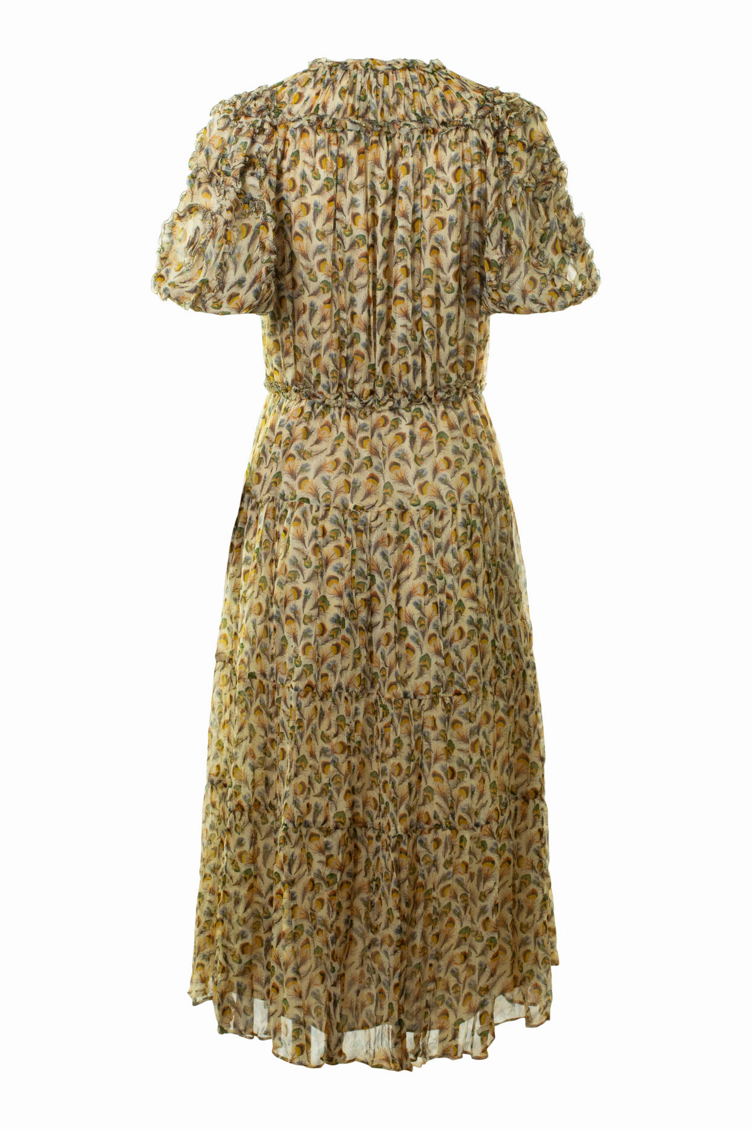 Casual Lines Ulla Johnson Nan Silk Short Sleeve Midi Dress in Swan