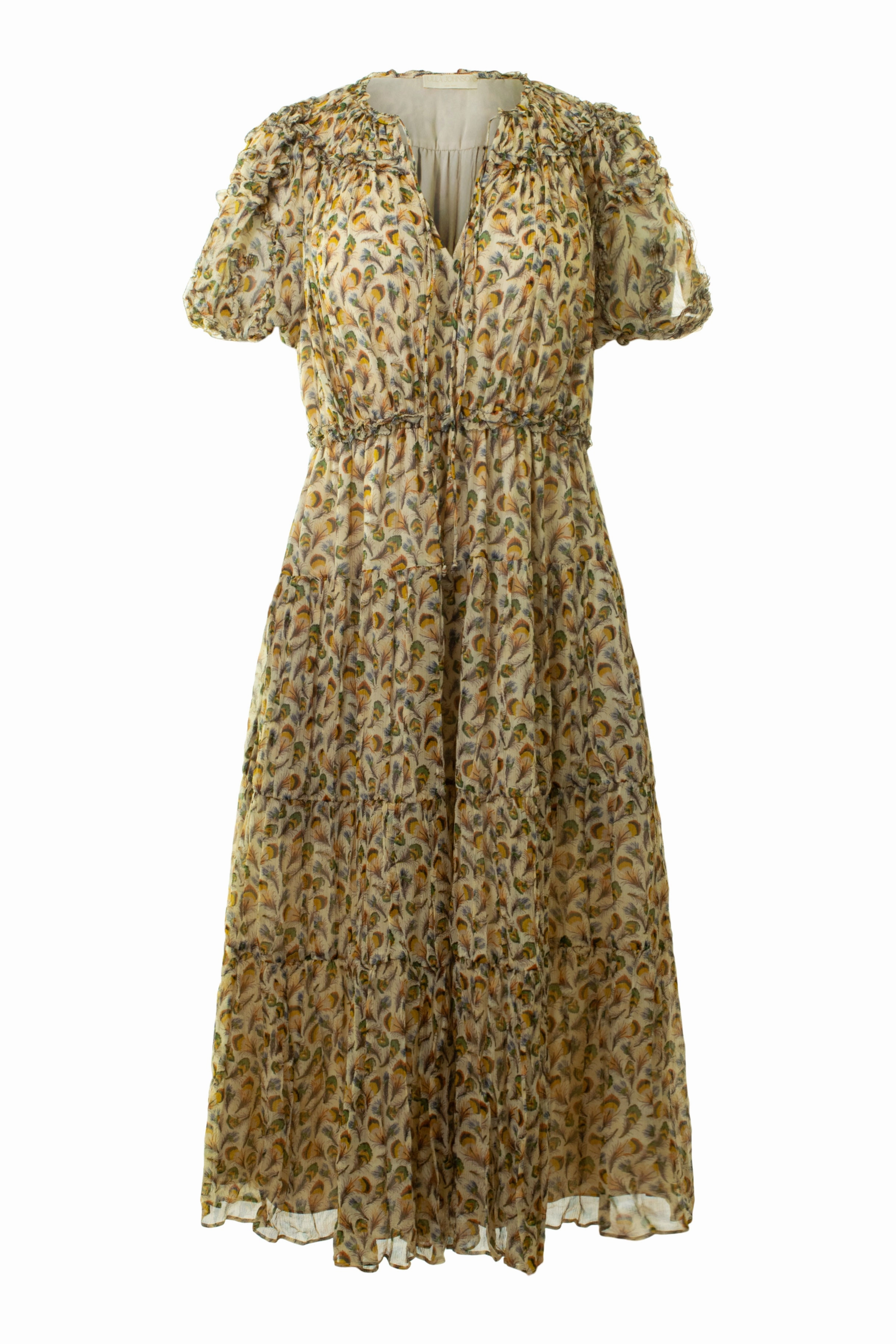 single wear Urban Classic Ulla Johnson Nan Silk Short Sleeve Midi Dress in Swan