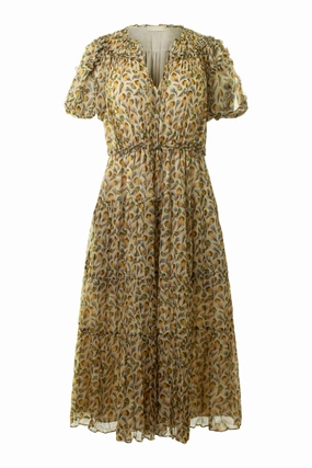 single wear Urban Classic Ulla Johnson Nan Silk Short Sleeve Midi Dress in Swan