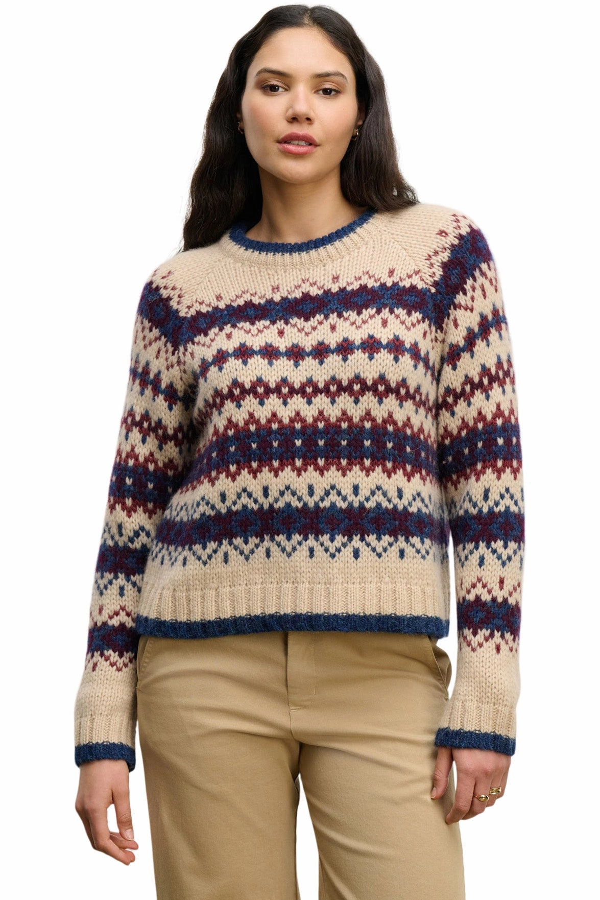 Velvet Makena Fair Isle Crewneck Sweater in Multi Breathable Knitwear