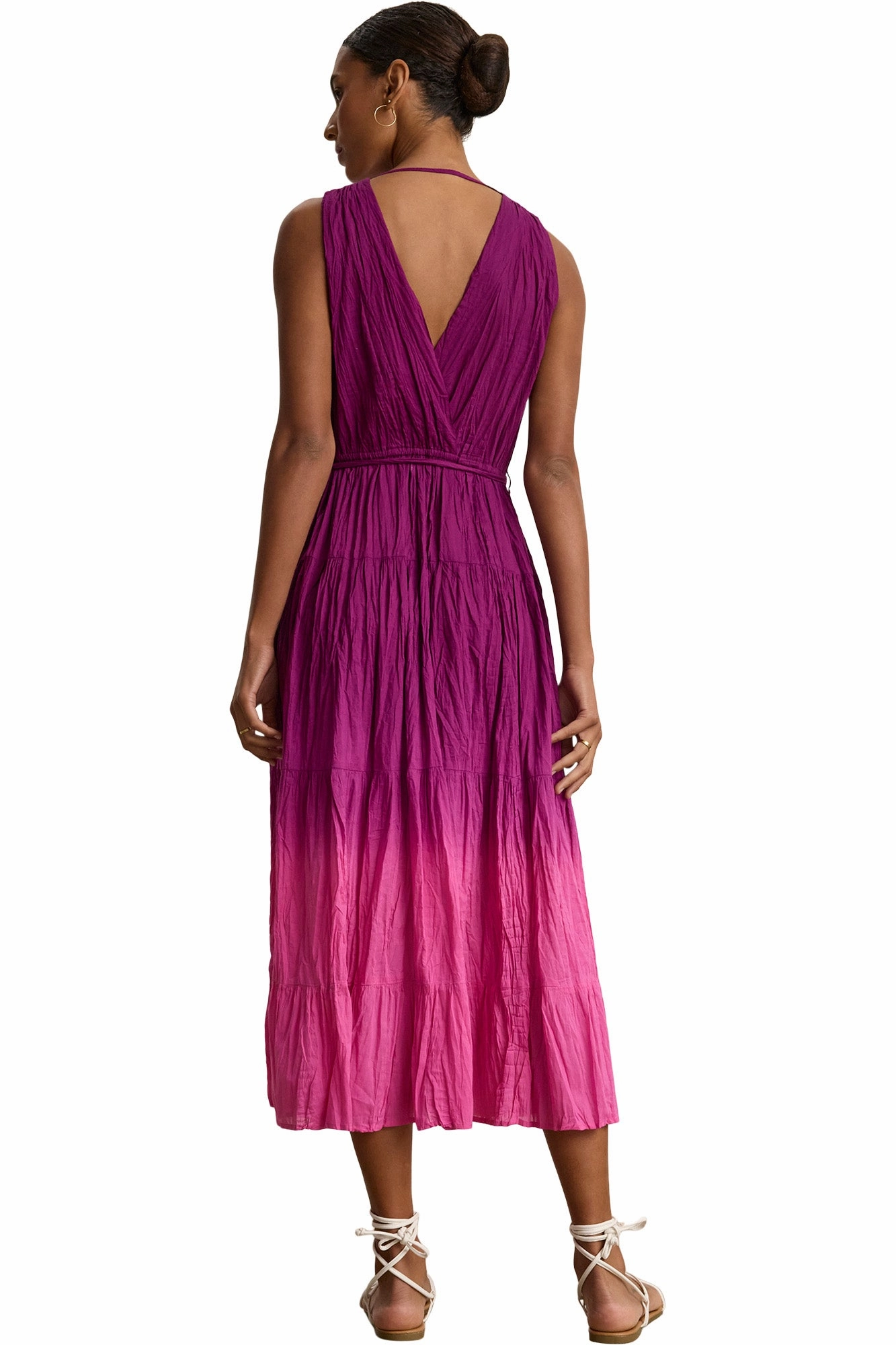 Subtle Flex Velvet Marilyn Dip Dye Dress in Fuchsia