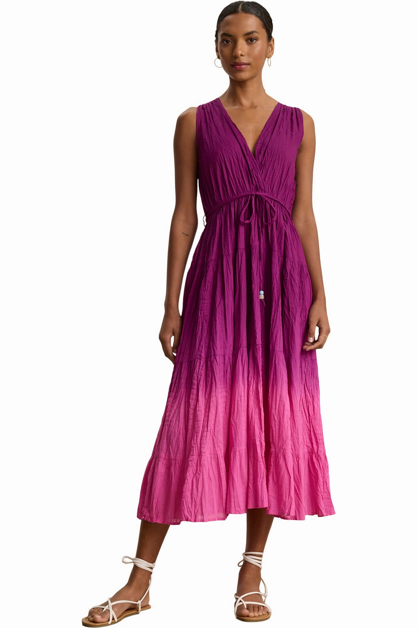 Comfortable fit for outings Form Flow Velvet Marilyn Dip Dye Dress in Fuchsia