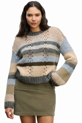 Knit Layering Chill Style Velvet Rina Alpaca Striped Sweater in Multi