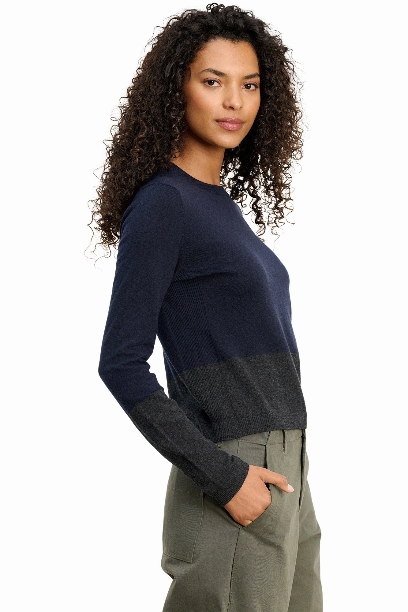 Stylish Comfort Velvet Roxy Lux Cashmere Crewneck Sweater in Navy