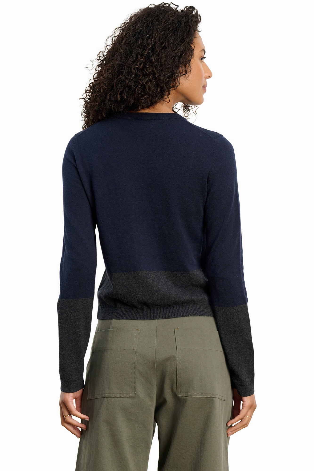 Velvet Roxy Lux Cashmere Crewneck Sweater in Navy Comfy Stretch Wear