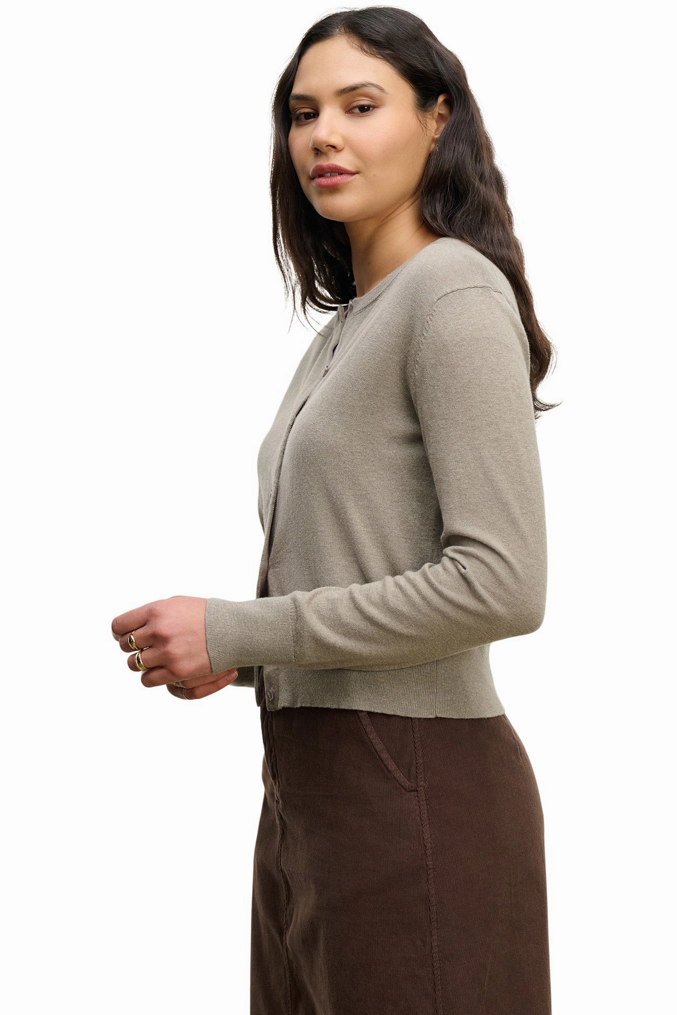 Breathable mesh Velvet Violette Cardigan in Slate