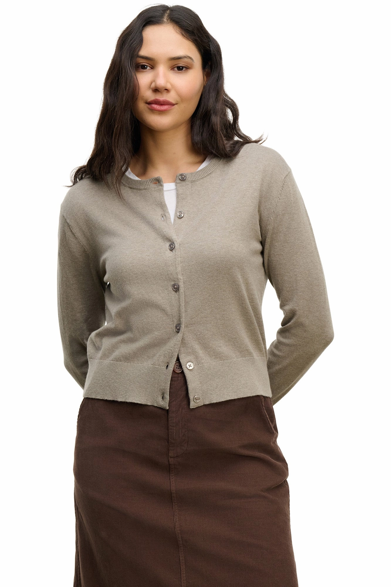 Cold Day Outfit Velvet Violette Cardigan in Slate