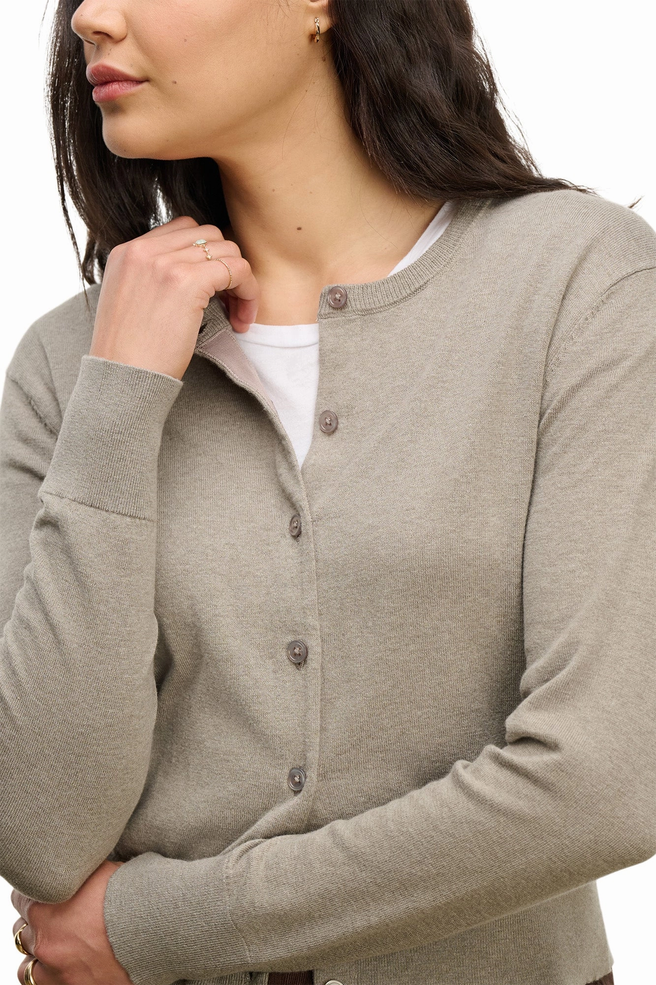 Velvet Violette Cardigan in Slate Thermal Locking Yarn Cozy Knit Touch