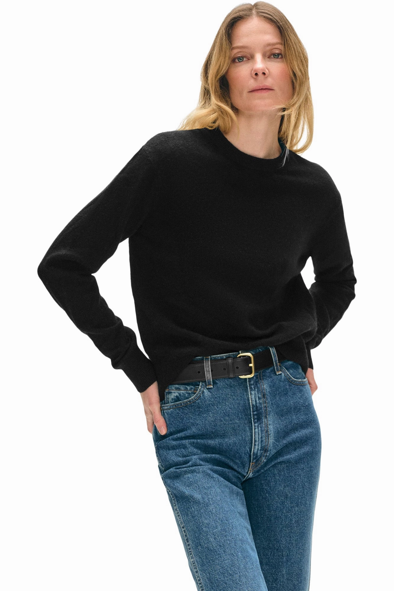 Layered Look Chilly Day Outfit White & Warren Cashmere Crewneck Sweater