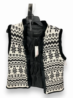 Modern Boots Cozy Vibe Vest Faux Fur & Sherpa By Talbots In Black & White, Size: M