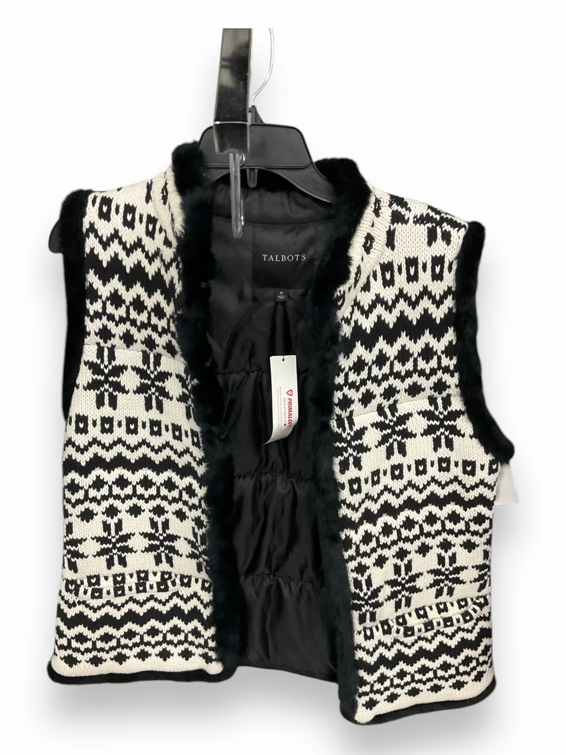 Modern Boots Cozy Vibe Vest Faux Fur & Sherpa By Talbots In Black & White, Size: M