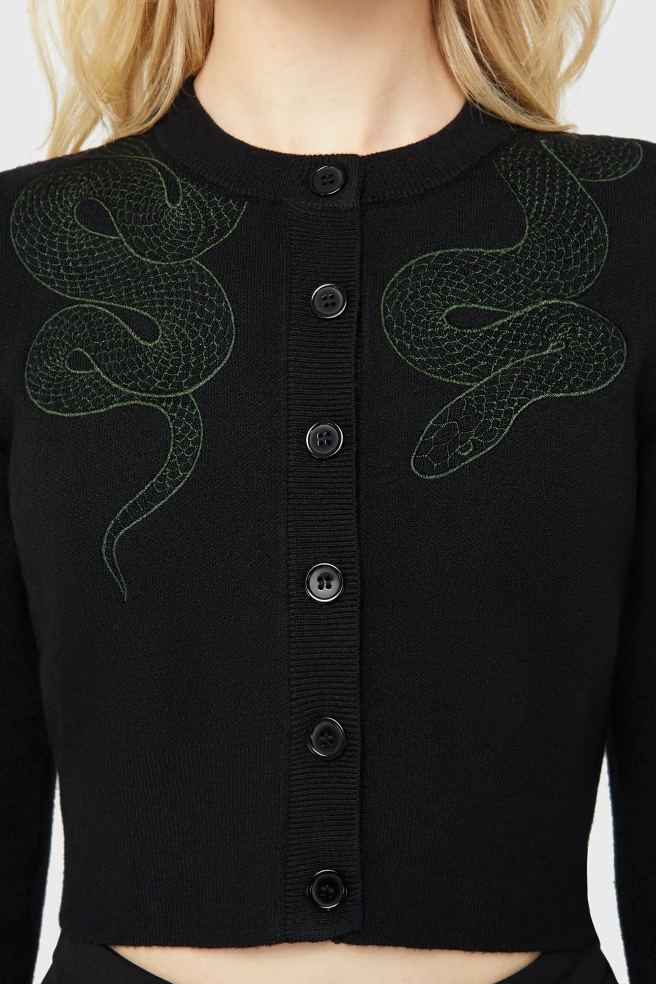 ReflectiveTrim Placket Detailing Viper Tongue Cardigan