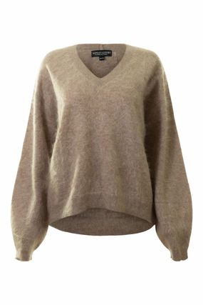 Repeat Cashmere Brushed Cashmere Pullover in Desert Ventilated Underarm Design