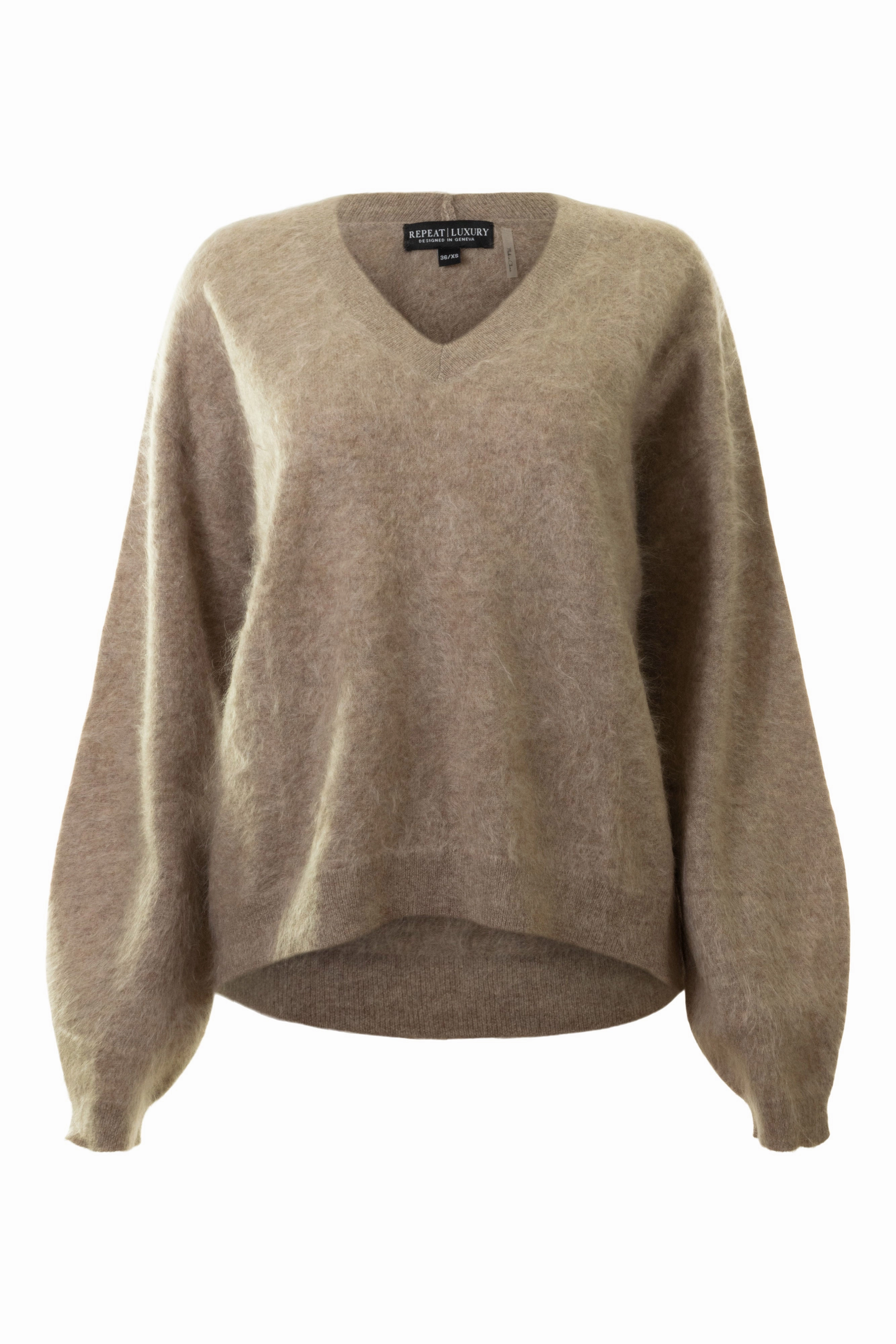 Repeat Cashmere Brushed Cashmere Pullover in Desert Ventilated Underarm Design