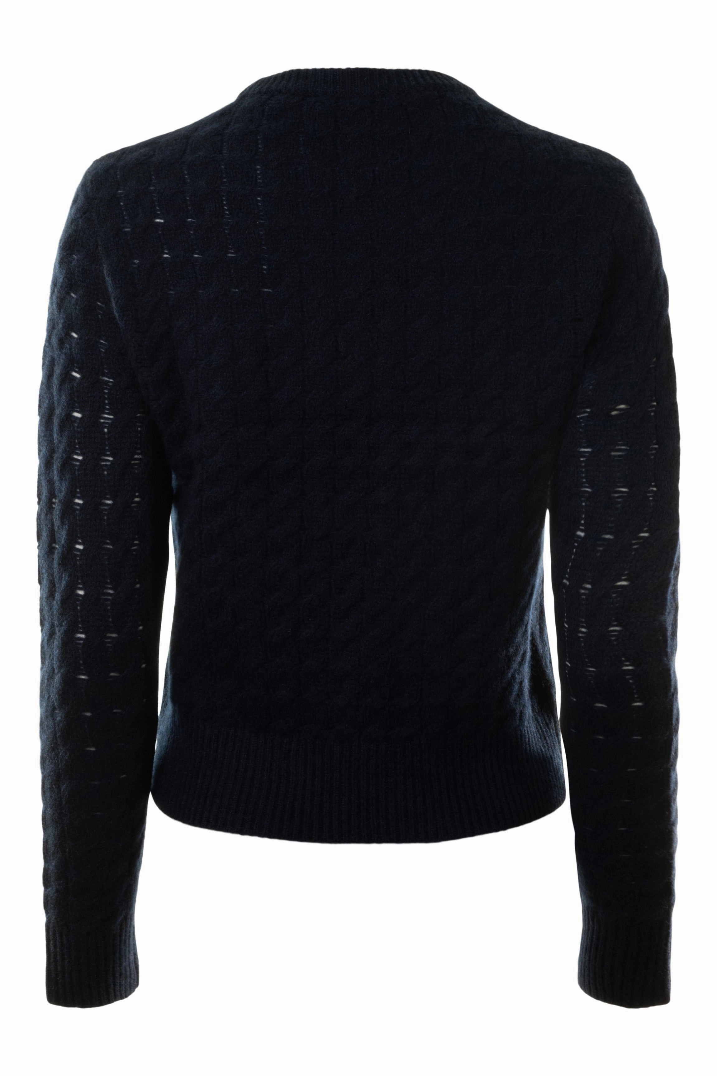 Breathable wear White & Warren Cashmere Cable Crewneck in Deep Navy