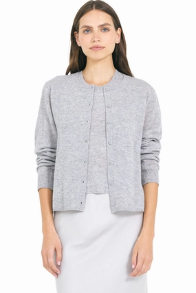 One Grey Day Forbes Cashmere Cardigan in Heather Grey Wrinkle Resistant Textile