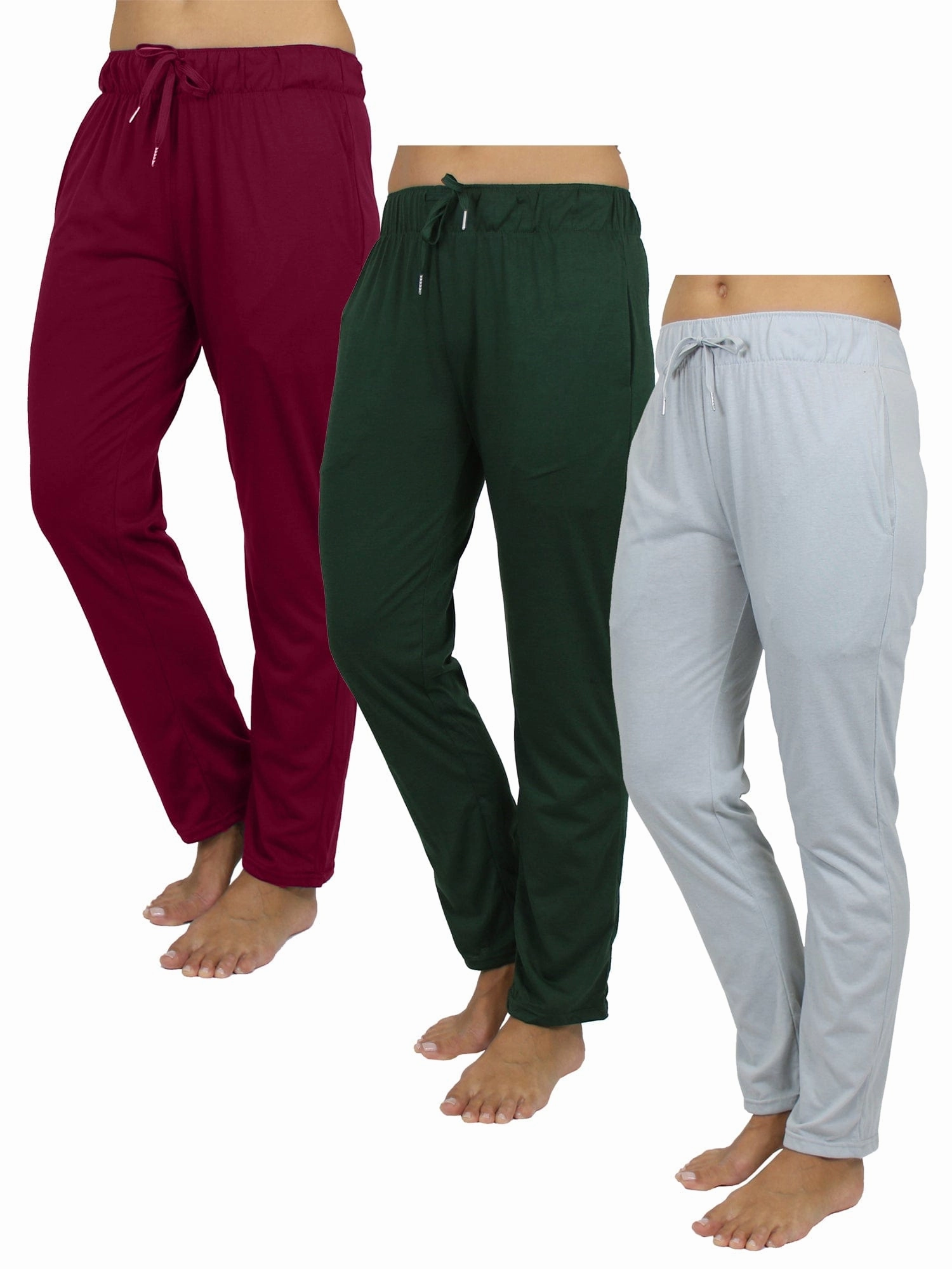 Women's 3 Pack Loose Fit Classic Lounge Pants (Sizes, S-3XL) DoubleLayeredHem