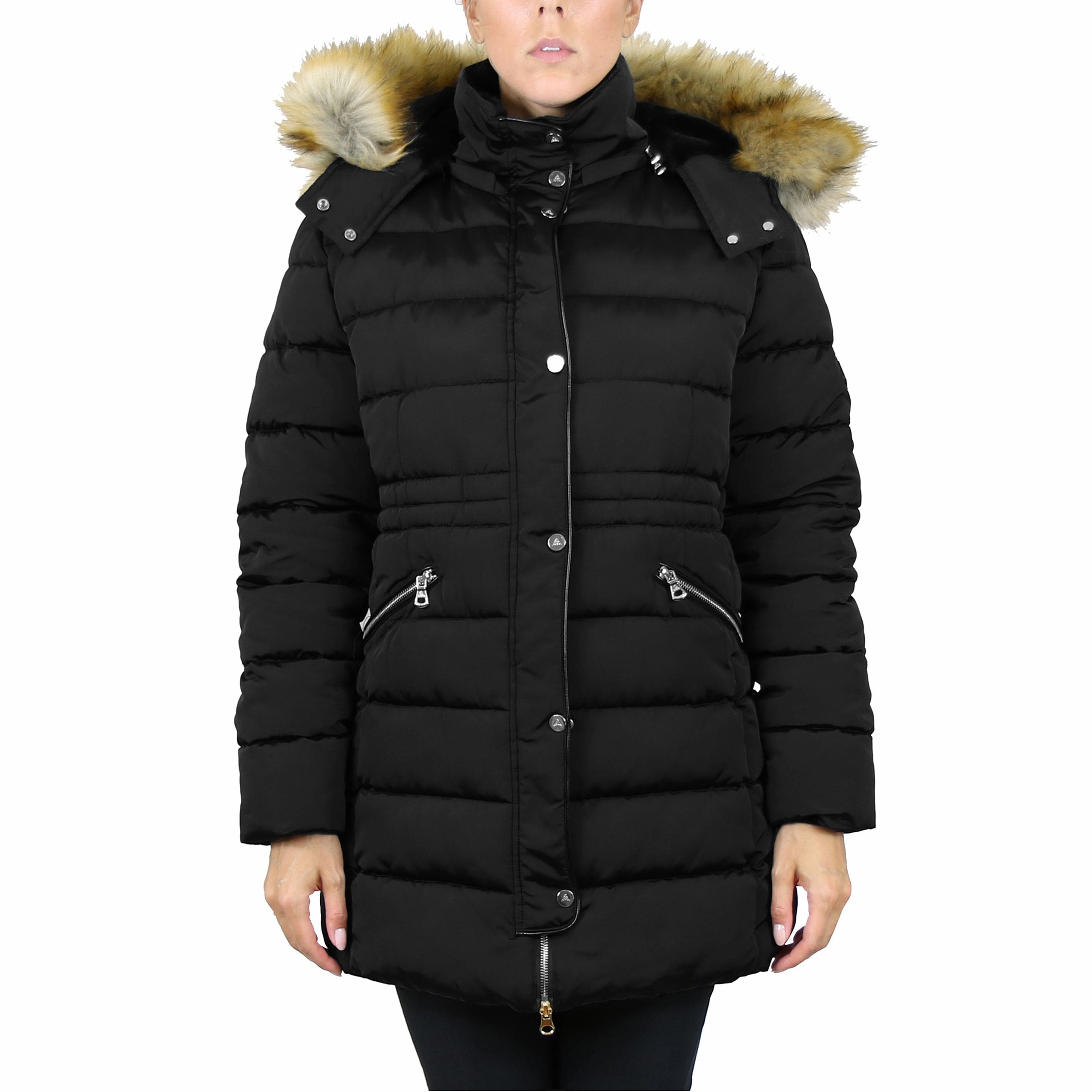 Chic Urban Quilted Insulation Women's Heavyweight Parka Jacket with Detachable Faux Fur Hood