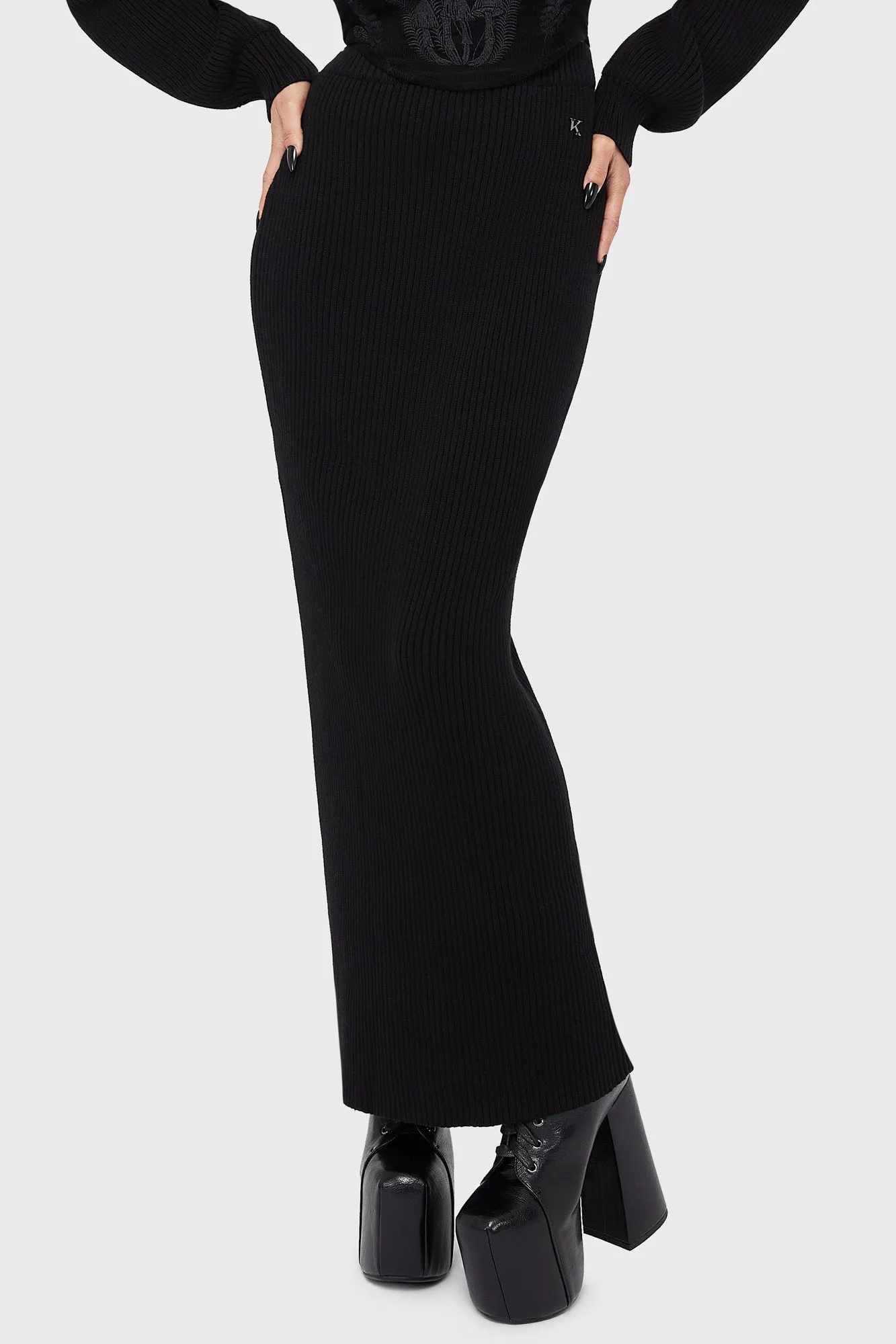 MoistureWicking Material Belinda's Woe Maxi Skirt [Black]
