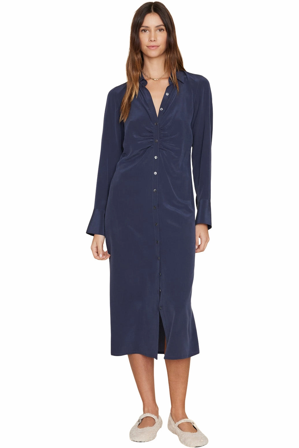 Xirena Banks Dress in Navy Velvet-Sleeve Sunset Look