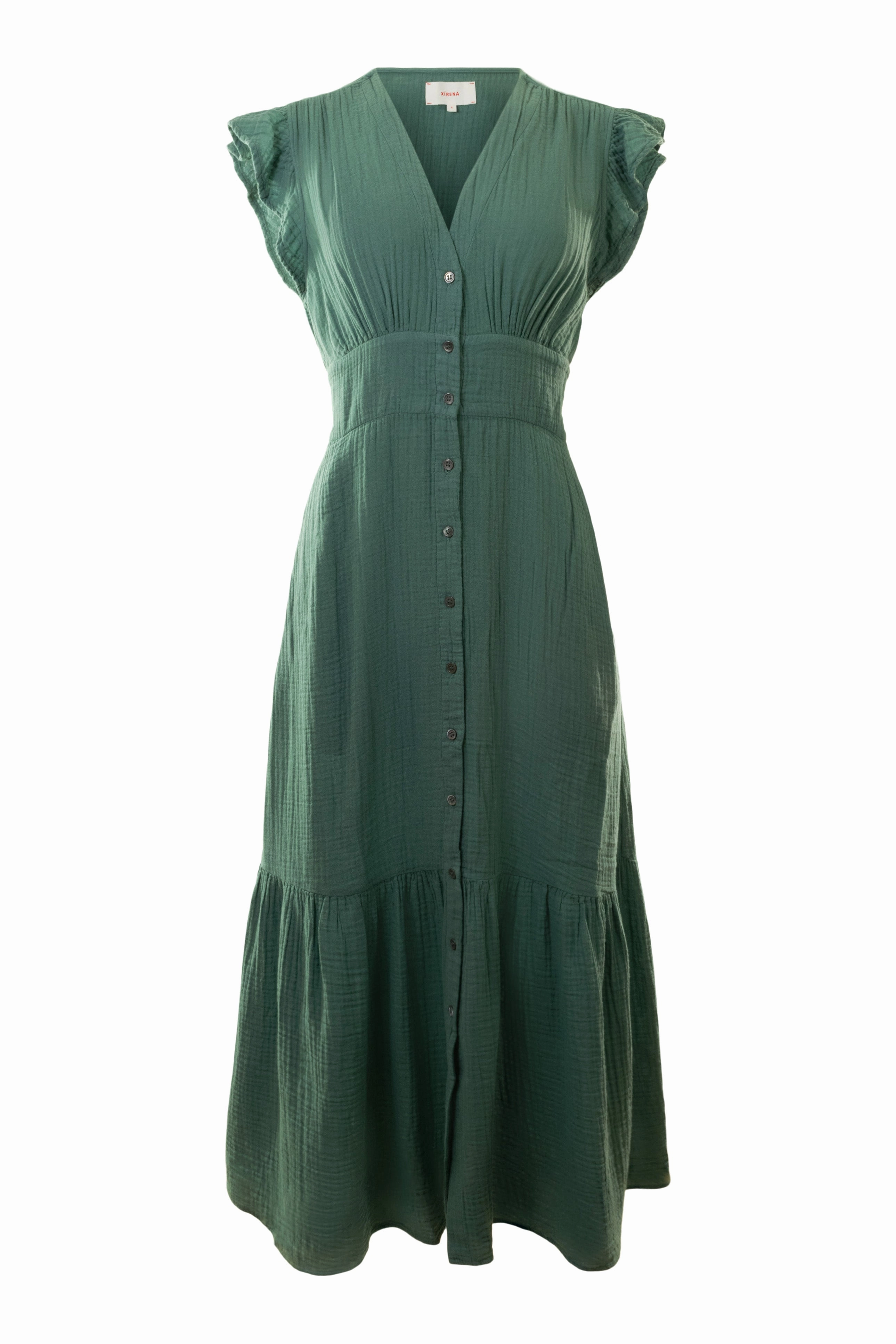 Asymmetrical hem Perfect Mood Xirena Davana Dress in Dusty Sage