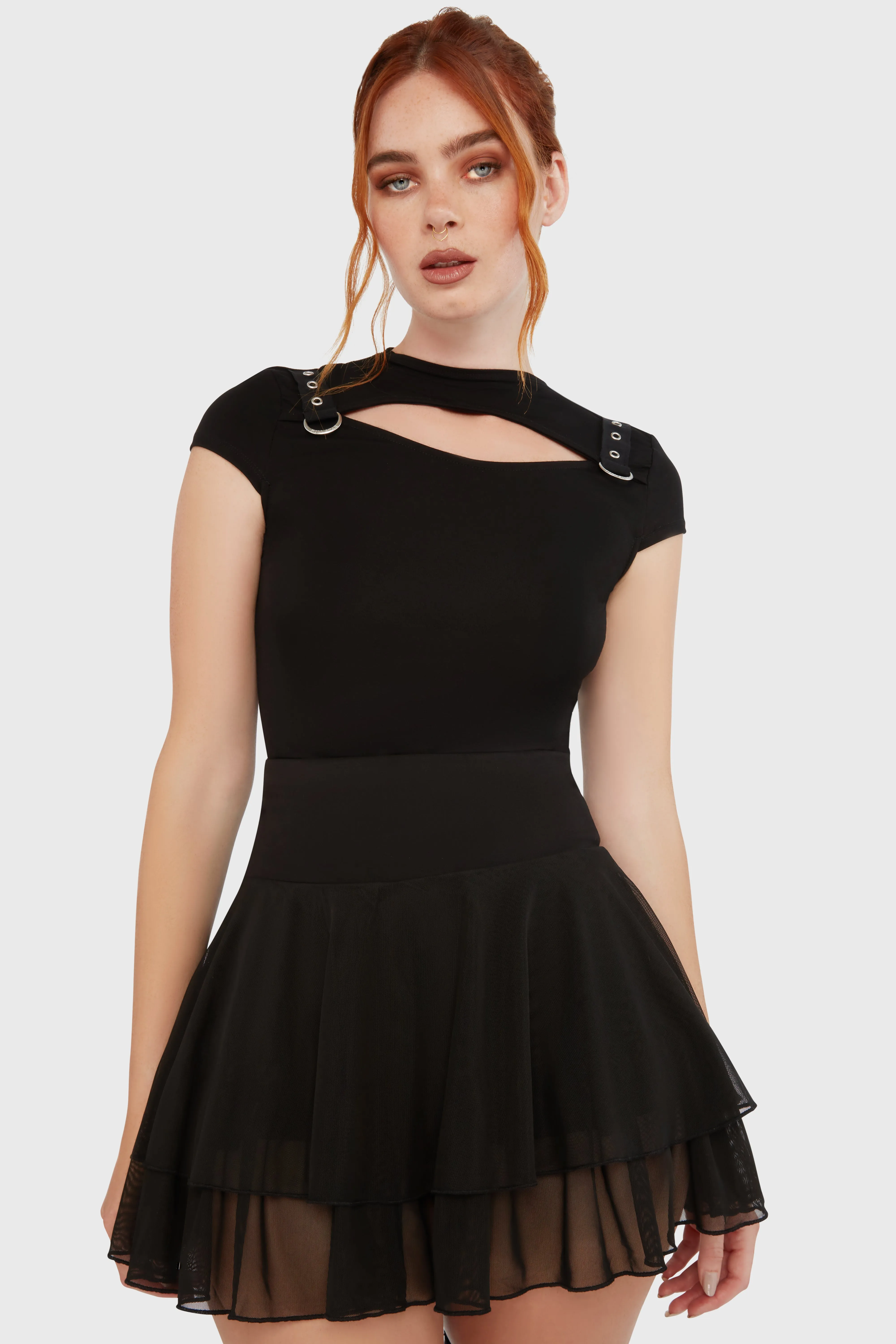 Sporty Sweatshirt Fashionable Tank Yasumi Mesh Skirt