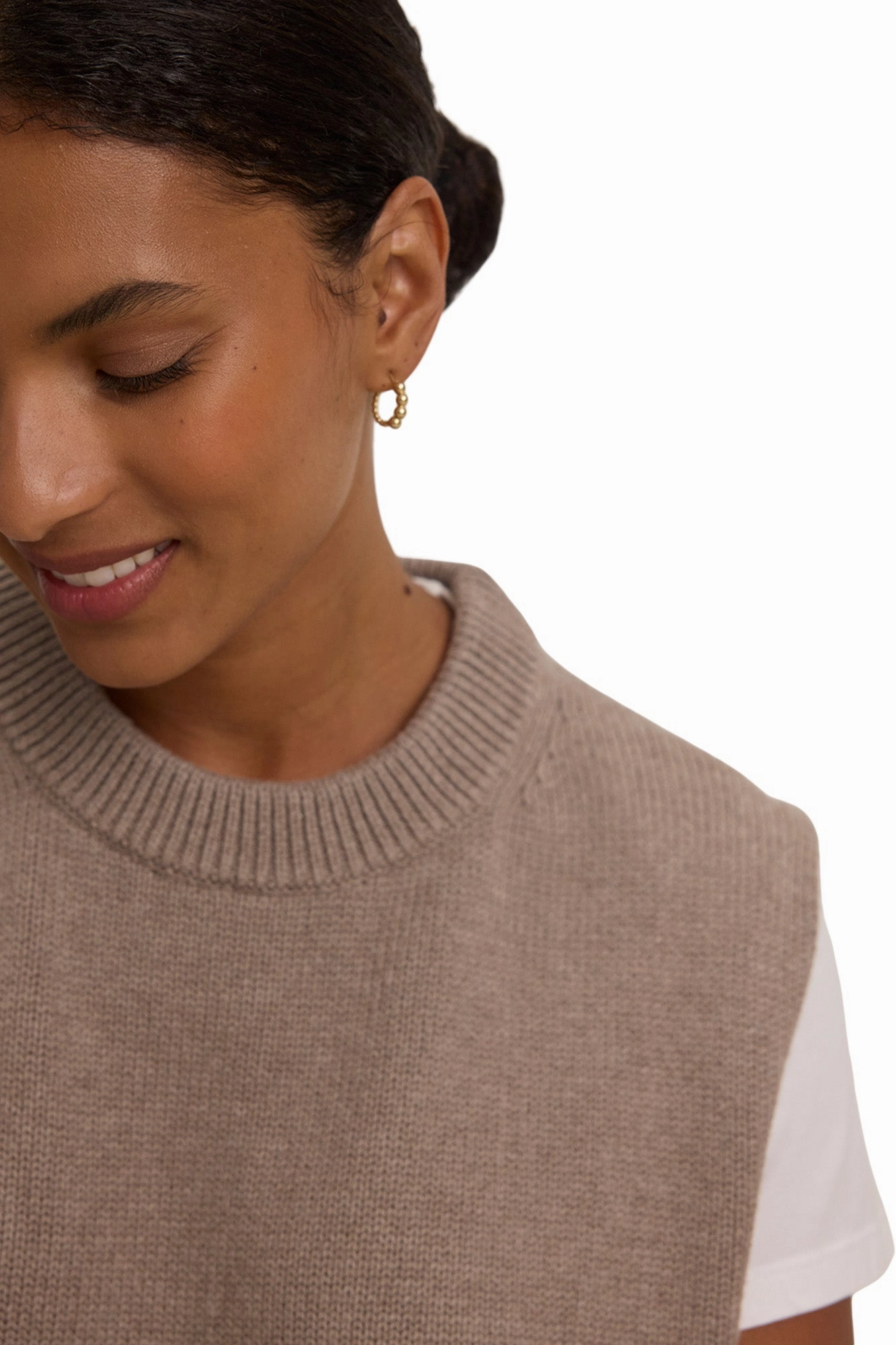 Casual Knit Style Velvet Paola Cotton Cashmere Sweater in Mink